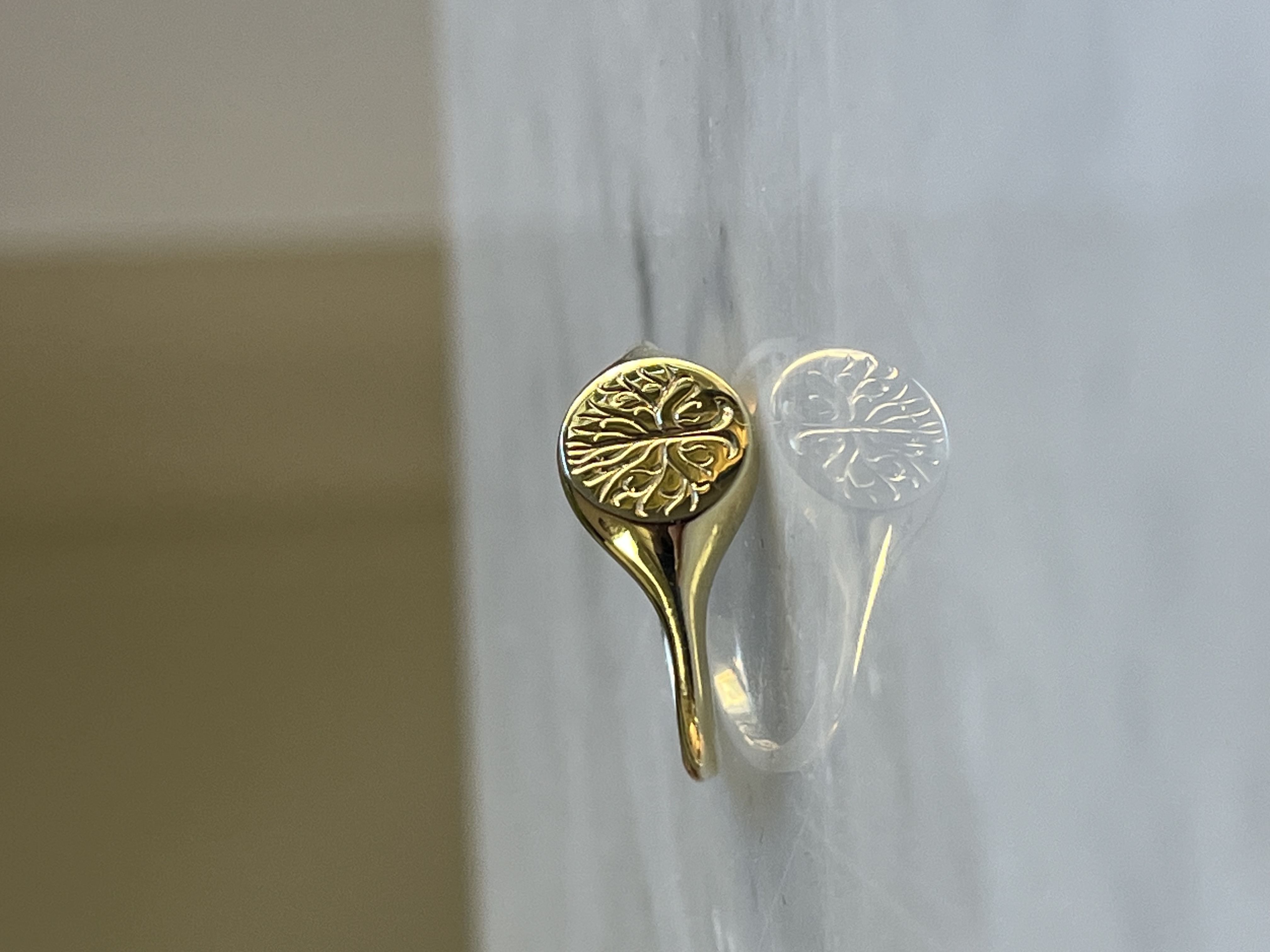 Tree of life signet ring in yellow gold — custom engraved signet ring Toronto
